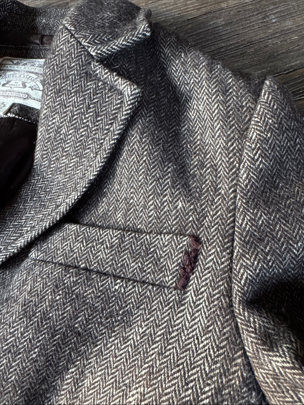 Banana Republic Travel & Safari 1980 vintage brown wool houndstooth blazer XS/S - Picture 13 of 13